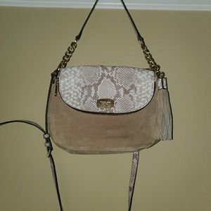 Michael Kors *Bedford* python beige suede purse